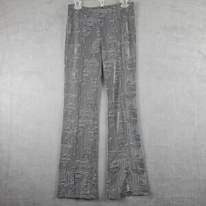Clara Sun Woo Pull On Front Slit Black White Geometric Pants Abstract Mod Size S